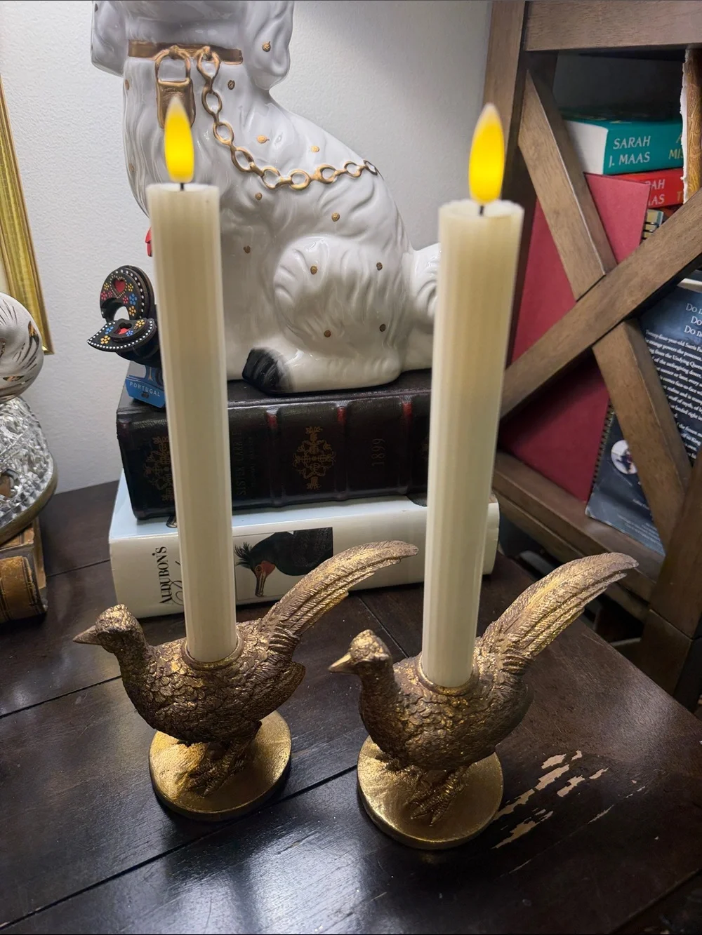 Gold Pheasant Candle Holders — Pair